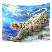 Cool Wildlife Animal Art Roaring White Tiger Tapestry