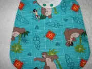 Jungle Book Green Baby Bib Cotton Front Towelling Back Handmade