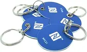 NFC Tag Pendant PVC, 30 mm, NXP NFC Chip, 180 Bytes, Blue, Ideal for Device/Profile Control (WLAN, Bluetooth, Apps), Compatible with All NFC Smartphones and Tablets, Pack of 5
