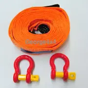 Tow Strap 14000kg 6m + 2 X Rated Shackles Red George 4x4 Recovery 4WD Equaliser