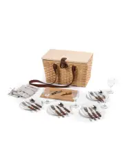 [Vibes] 4 Person Barossa Natural Wicker Picnic Basket Set in Beige