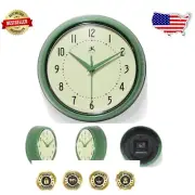 15-Inch Mid Century Modern Green Wall Clock - Indoor Quartz Decorative Timepiece