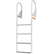 Dock Ladder, Flip-Up 4 Steps, 159 kg Load Capacity, Aluminum Alloy Pontoon Boat Ladder with 50.8 mm Wide Step & Nonslip Rubber Mat, Easy to Install for Ship/Lake/Pool/Marine