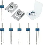 HARSKIYER 6 Pieces Twin Needle for Sewing Machine with 2 Pcs 9 Groove Pintuck, Double Needle Twin Stretch Needles Pins Dual Needle with Plastic Box, Included 3 Sizes 2/90 3/90 4/90