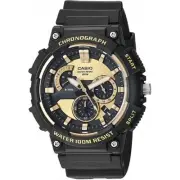 Casio MCW-200H-9AV Black Gold Retrograde Chronograph Analog Mens Watch