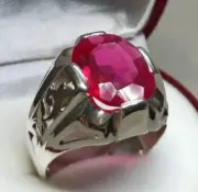 Natural Red Ruby Ring Net Sterling Flower Jaali Ring 100% Sterling Silver 925
