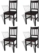 vidaXL 4X Dining Chair Pinewood Home Stool Seat Dark Brown Room Kitchen Office