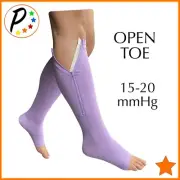 Presadee Purple Open Toe 15-20 mmHg Zipper Compression Relief Calf Leg Socks