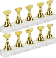 WRITWAA 2 Sets Nail Tips Practice Display Stand with Crystal Holders Bar for Acrylic Nails for Beginners and Professionals