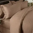 King Taupe Striped 4 Piece Bed Sheet Set 1000 Thread Count 100% Egyptian Cotton