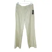 Sandro Sportswear Pants Womens 10 Shimmery Beige Linen Rayon Wide Leg NWT
