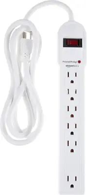 Amazon Basics Surge Protector Power Strip with 6Ft Extension Cord, 6-Outlet, 790
