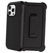 for iPhone 13 Pro Max Case with 2X Screen Protector, Dual Layer Bumper Black