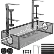 Metal Mesh Cable Management Tray - Desk Cable Cord Organizer | Reusable Desktop Organization, Table Accessories for Living Room, Bedroom, Study, Support for Various Cables and Socket Management