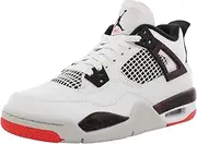 [Jordan] Kids Air 4 Retro Basketball Sneaker (GS) (White/Black/Bright Crimson)