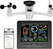 Urageuxy WiFi Weather Station with Outdoor Sensor, 7-in-1 Weather Station with Weather Forecast(Thermo-Hygrometer/Rain Gauge/Wind Speed Sensor/Wind Direction,Moon Phrase, Alarm Clock,Air Pressure)