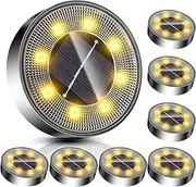 8 Pack Waterproof Solar Ground Lights Outdoor: Wireless Pathway Lighting for Garden/Patio/Lawn - Auto On-Off Warm White LED Landscape Lights