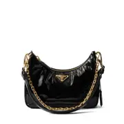 [Prada] Prada Re-Edition Patent Leather Shoulder Bag ONE SIZE BLACK