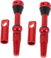 TOGEVAL 2pcs Red Aluminum Alloy French Vacuum Valve Set for Bike Tubeless Tire Stems Side Hole Valve Stem Replacement Kit