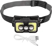 XIASABA K361 COB Floodlight Headlamp USB Rechargeable LED Headlamp IPX4 Ideal for Outdoor Cycling Flashlight with Dual Mode Large Coverage Angle Adjustment 1200mAh Lith