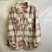 ARULA Pierce Fleece Plaid Shacket Women's Plus Size 1X Pink Grey J7711PFKBS