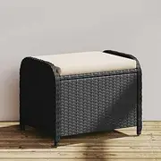 Garden Stool with Cushion Black 58x46x46 cm Poly Rattan,Comfortable and Durable Outdoor Garden Stool with Removable and Washable Cushion
