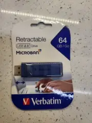 64GB Verbatim Store N Go USB2.0 Retractable Flash Drive - Black