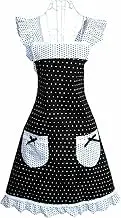 Princess Ladies Cotton Frill Lace White Polka Dot Apron Cross Back Style