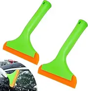 Wuyaoyao 2PCS Silicone Squeegee, Small Squeegee for Car, Automotive Mini Window Squeegees, Shower Squeegees, Water Wiper Cleaning Tool for Car Windshield, Window, Mirror, Glass Door (Green)