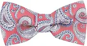 [King & Priory] Red with Blue Paisley Bow Tie, Red, One Size