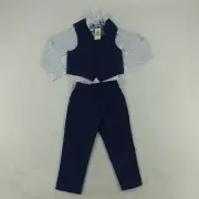 Van Heusen Suit Toddler Boys 3T Blue 4 Piece Set Pants Shirt Vest Bowtie