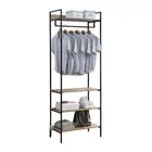 Nadine Garment Clothes Rack Rail 3-Tier Shelves Organiser Wotan Oak/Black