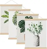 Pack of 4 Poster Strips, 30 cm, Natural Wood N52 Magnetic Poster Rail, A3 Poster Hanging, Picture Frame Strip, Poster Hanger for Posters, Picture Frames Artwork, Photos, Prints