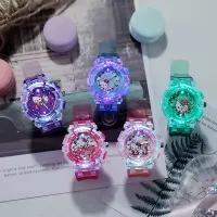 在飛比找蝦皮購物優惠-兒童手錶 透明發光兒童手錶 時尚卡通手錶學生電子錶 hell