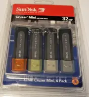 SanDisk 4 PAC Cruzer Fit Flash Drive 32GB USB 2.0/3.0 Memory Stick Mini USB New