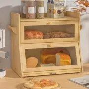 Giluta Double Layer Bread Box for Kitchen Counter, Large Storage brown