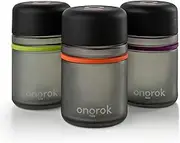 ONGROK Glass Storage Jar, 180ml, 3 Pack, Color-Coded Airtight Glass Containers, UV Air Proof Herb Jar to Stash Goods with Care with Child Resistant Lid