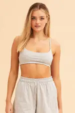 Grey Lila Cami Crop Top - Size XXL, Women's Bra Crop Top