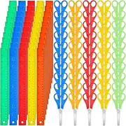 120 Pcs School Supplies Bulk with 60 Pcs Safety Blunt Tip Student Scissors 60 Pcs 12 Inch Plastic Rulers Back to School Kit for Student Classroom Office