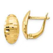 14K Yellow Gold Polished And Hammered Hinged Post Earrings