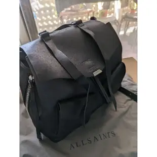 Allsaints 黑色真皮後背包