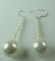 Bridal Shell Pearl & Freshwater Pearl Earrings handcrafted Wedding