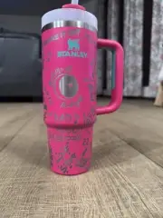 Taylor Swift "Pop-star" Theme 30 Oz Stanley Tumbler. Passion Pink Laser Engraved