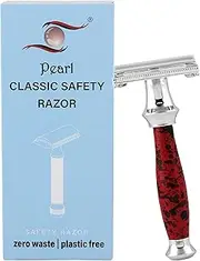 Pearl Shaving Butterfly Safety Razor for Men - Reusable Ecofriendly Twist to open shaving Razor for Men | Premium Single Blade Razor for Men Razor | Classic & Traditional Shaving Kit for Men |Men's Safety Shaving Razor for Valentine's Day Gift