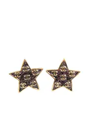 Glitter CC Logo Star Earrings