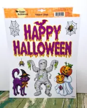 Color Static Clings Happy Halloween Mummy Window Decor 7 Count