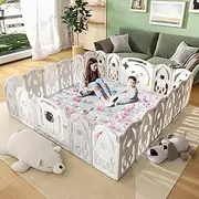 AUSADOM Foldable Baby Playpen, 22 Panels, Grey, 60cm Safety Height, Toddler & Baby, Unisex, Playpen, Children
