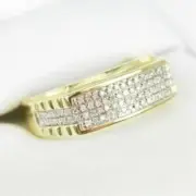 1.40Ct Round Cut Tester Pass Moissanite Mens Wedding Ring 14K Yellow Gold Plated