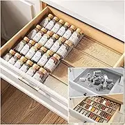 JiaoZoum Spice Rack Drawer Organizer, 8 Tier- 4 Pack Clear Acrylic Drawer Seasoning Organizer, Expandable From 28 to 56 cm Kitchen Spice Rack Organizers and Storage for Drawer (Jars not included)
