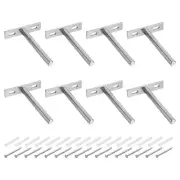 10Pcs 4 Inch Wall Mounting Floating Shelf Bracket Blind Shelf Support, Silver